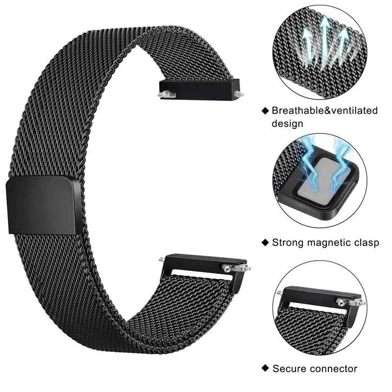 22mm 20mm Milanese Loop For Garmin Vivoactive 6 5 4 Venu 2 3 SQ2 Band Strap For Garmin Forerunner 970 570 965 745 255 245 645 55