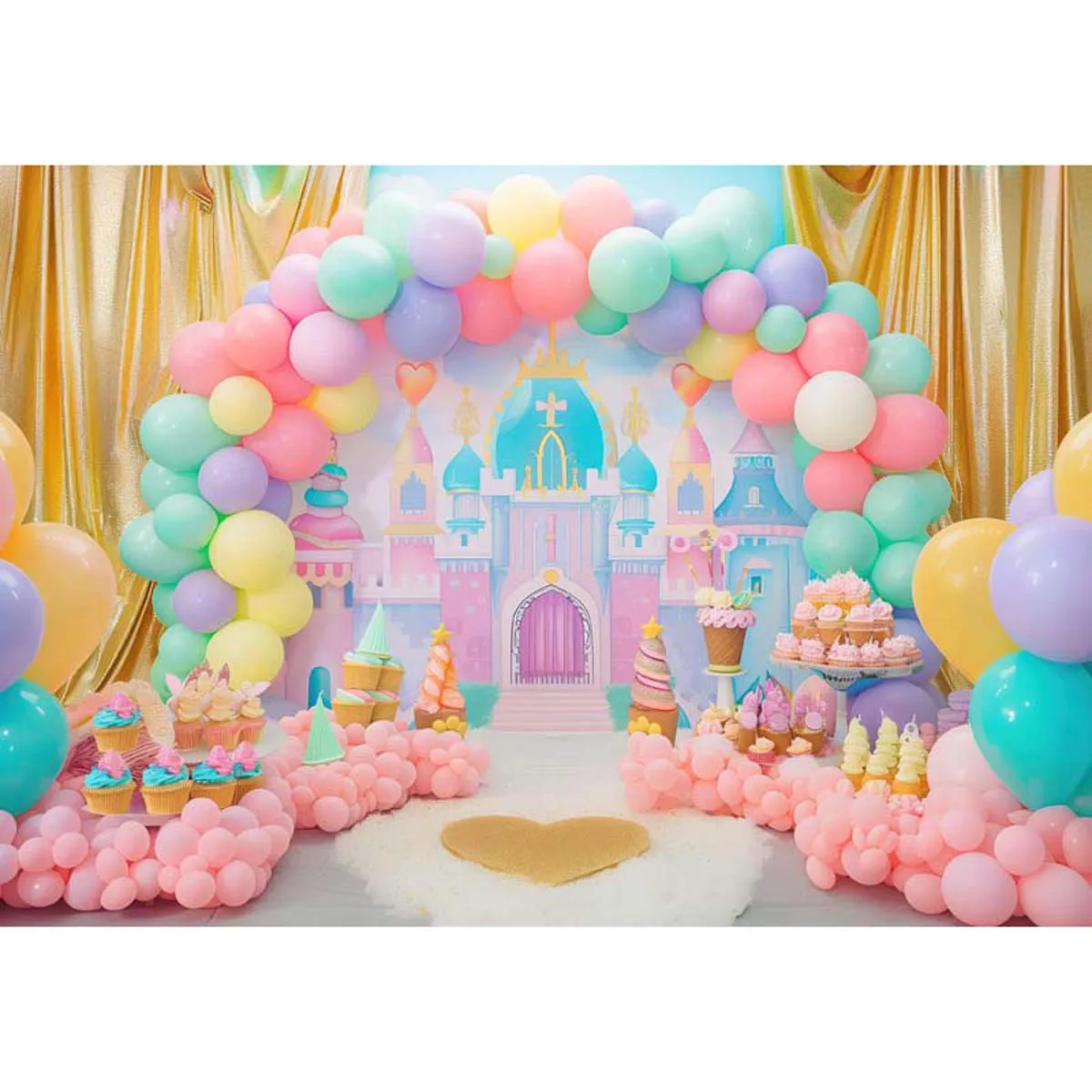 Allenjoy Pastel Castle Balloon Backdrop