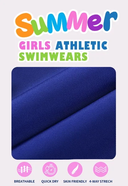 Traje de baño deportivo de una pieza Anfilia para niñas, cuello en U, espalda cruzada de alta elasticidad, estilo boyleg, secado rápido, para entrenamiento.