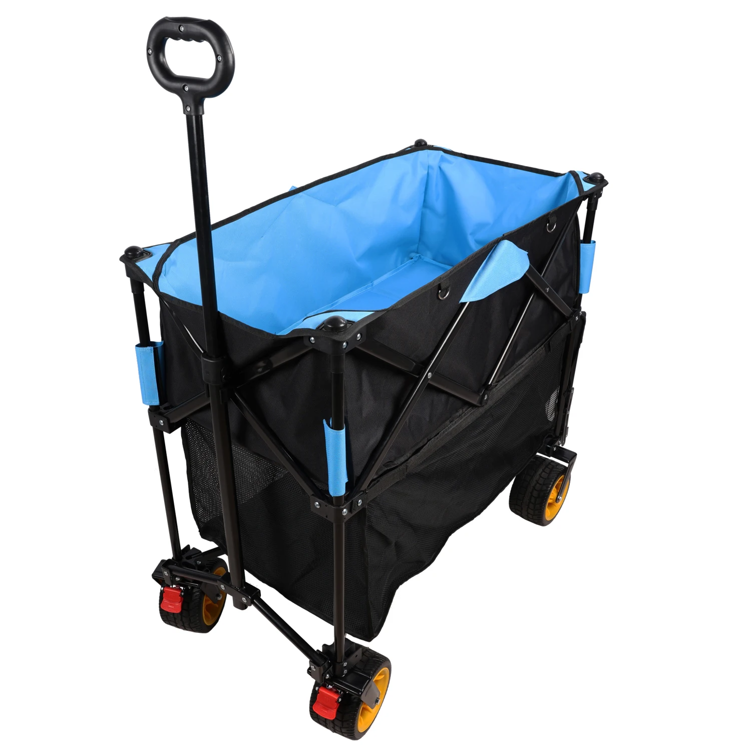 

Big large capacity Folding cart Extra Long Extender Wagon Cart Folding Wagon Garden Shopping Beach Cart (black + blue)