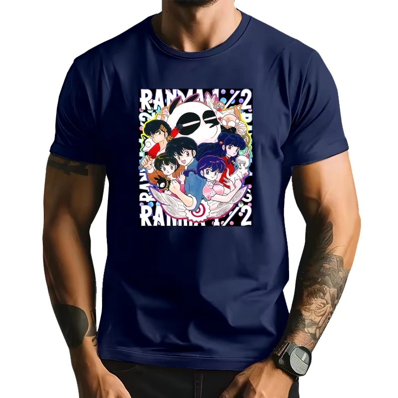 

For Male Ranma 1/2 Fashion T Shirt Vintage Anime T-Shirt Organic Cotton Graphic Print Tshirt Hip Hop Tees Harajuku Streetwear