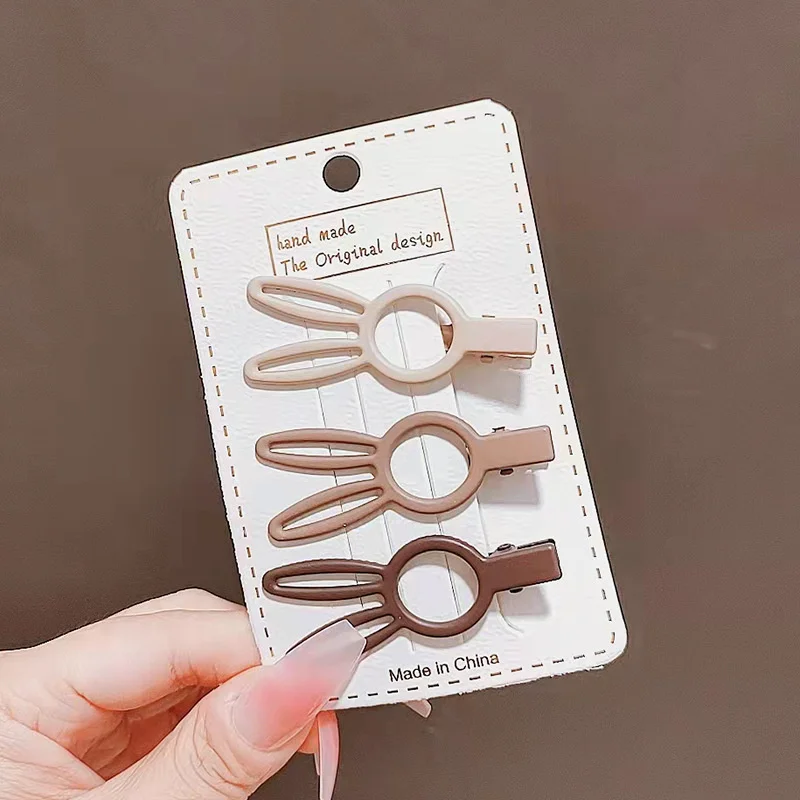 3Pcs/set Milky coffee color hairpin without trace, female side bangs clip, headdress, high grade broken hair clip, bb clip,