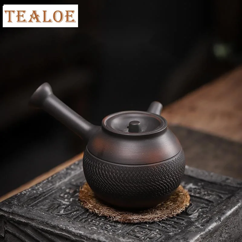 

175ml Qingxi Purple Pottery Iron Body Teapot Handmade Jumping Knife Side Handle Pot Tea Soaking Kettle Cha Teaware Collection