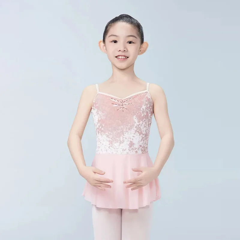 Leotardos de Ballet con correa para el hombro para niñas, Ropa de Ballet de danza, vestido de leotardo de gimnasia a juego de co