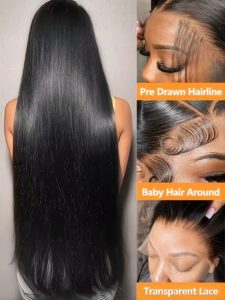 Rechte 13x6 HD Zwart Kant Frontale Pruiken 5x5 Lijmloos 30 40 Inch 13x4 Kant Voor Menselijk Haar Pruik Bot Braziliaanse Sluiting Wear Go