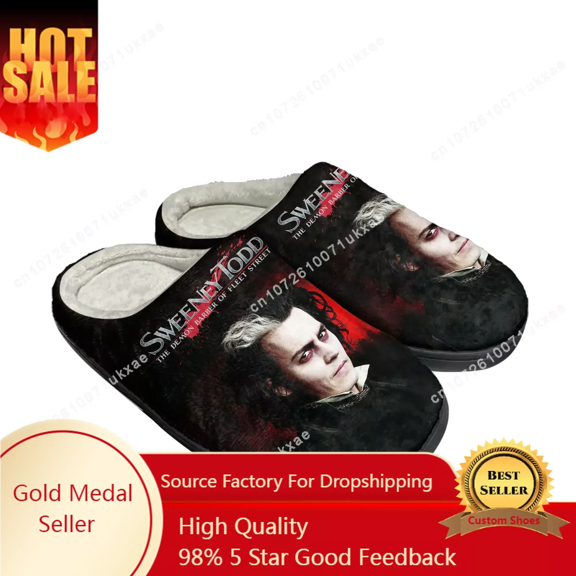 Sweeney Todd Demon Barber Fleet Street Home Cotton Slippers Men Women Plush Bedroom Keep Warm Shoes Thermal Slipper Custom Shoe