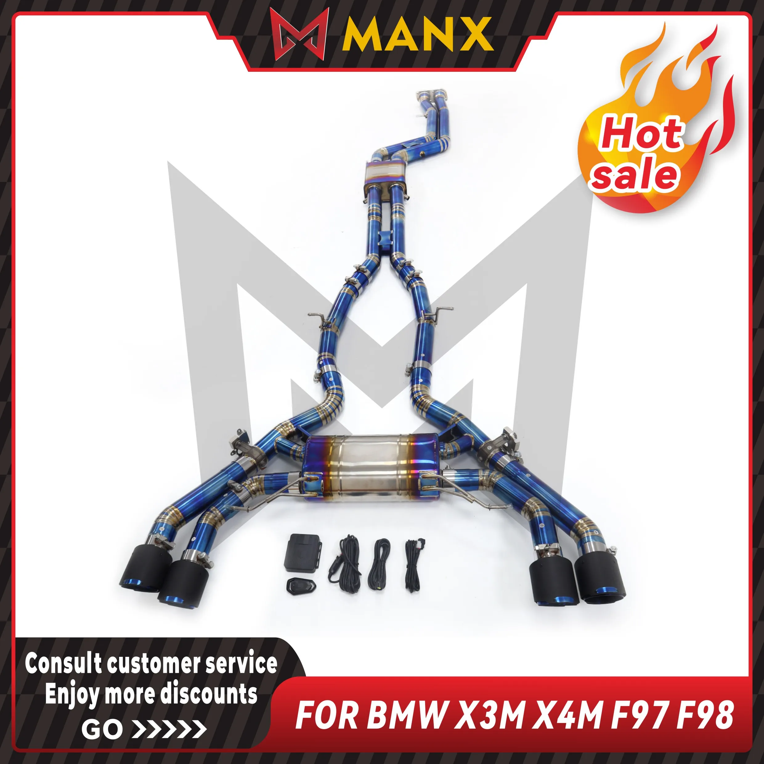 

Titanium alloy baked blue Catback for BMW X3M X4M F97 F98 Performance Exhaust pipe Muffler with remote control valve