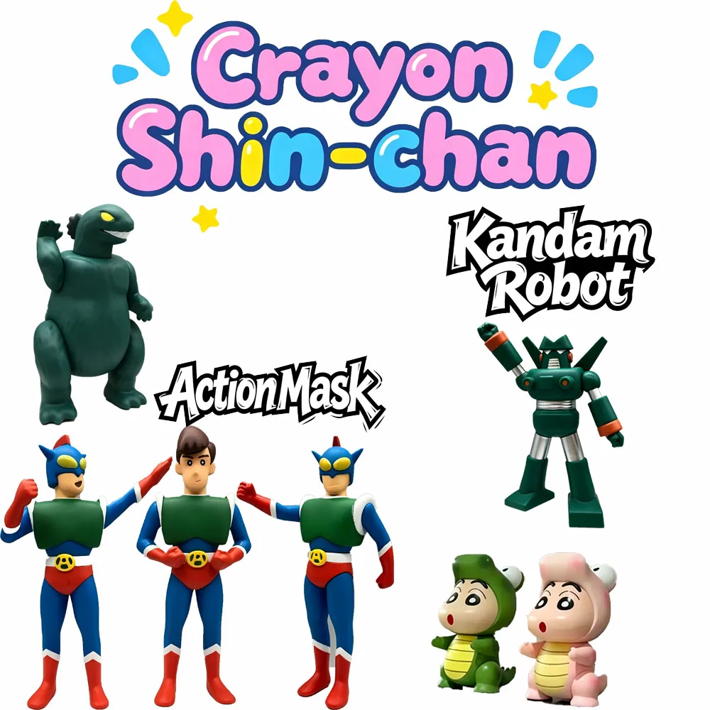 Crayon Shinchan Action Kamen Kantam Robo Vinyl Figure Butt Dinosaur Waniyama-san Desktop Ornament Collectible Model Gift