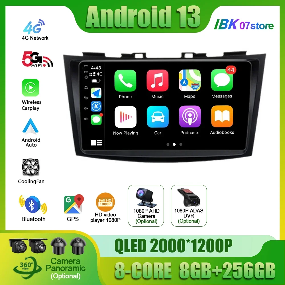 For Suzuki Swift 4 Year 2011-2017 Car Radio Multimedia GPS Multimedia Android Navigation Carplay Stereo Screen Console