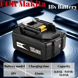 12000mah For Makita BL1830 Batterie 18V 6Ah LXT Li-Ion Compatible de 80 for BL1830 BL1840 BL1850 LXT400 DC18RC