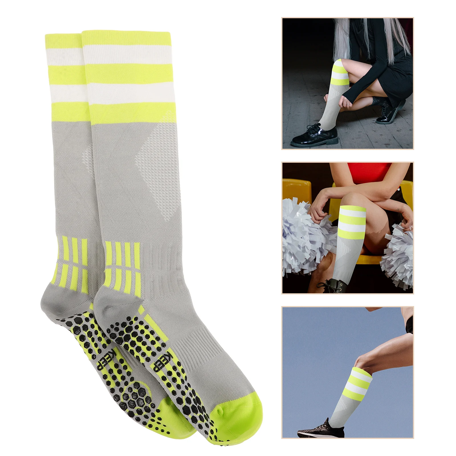 

1Pair Anti Slip Fitness Socks High Elasticity Knee High Calf Support Breathable Moisture Wicking Cycling Running Sports