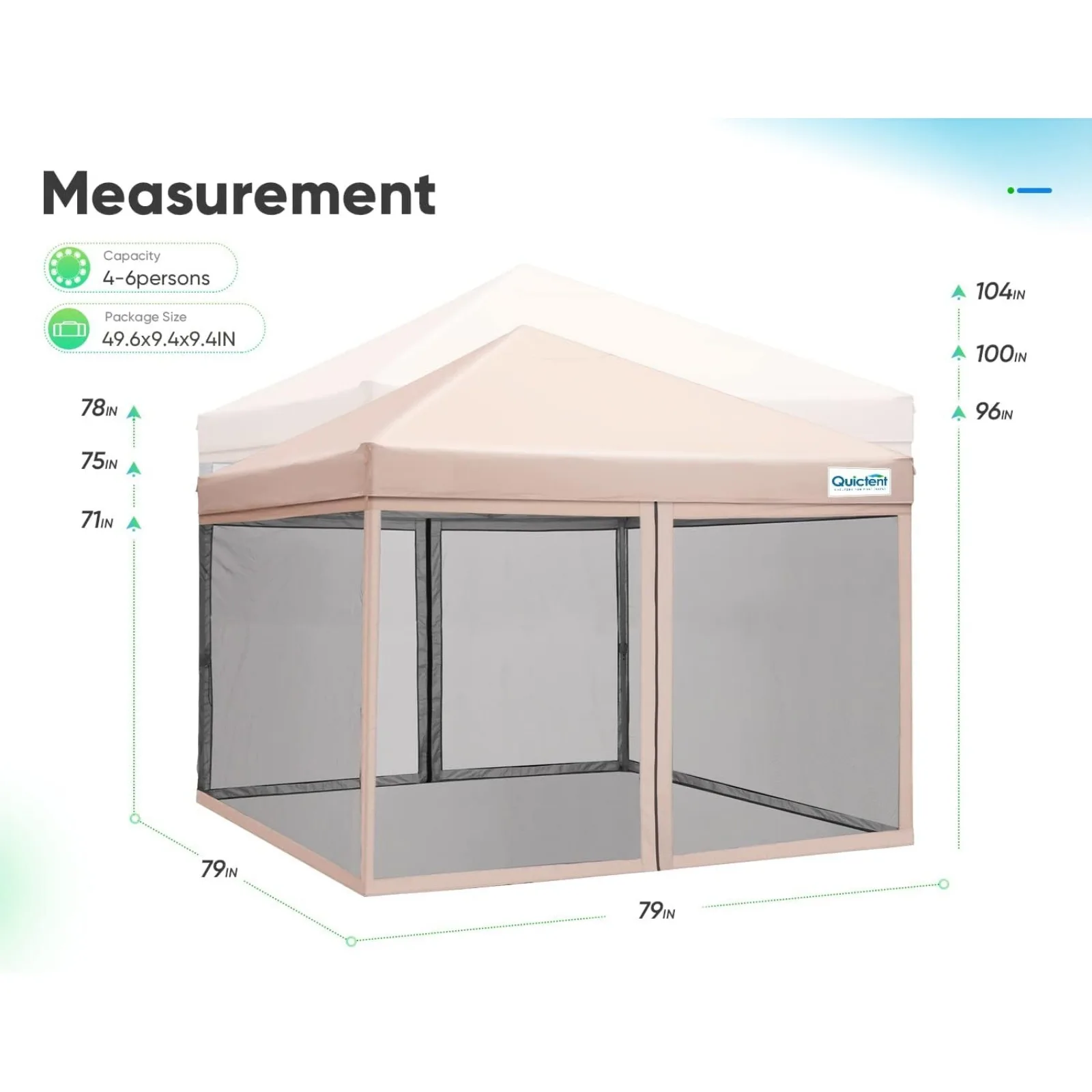 US 6.6'x6.6' Easy Pop up Canopy Tent with Netting Screened, Outdoor Instant Portable Gazebo Screen House Room