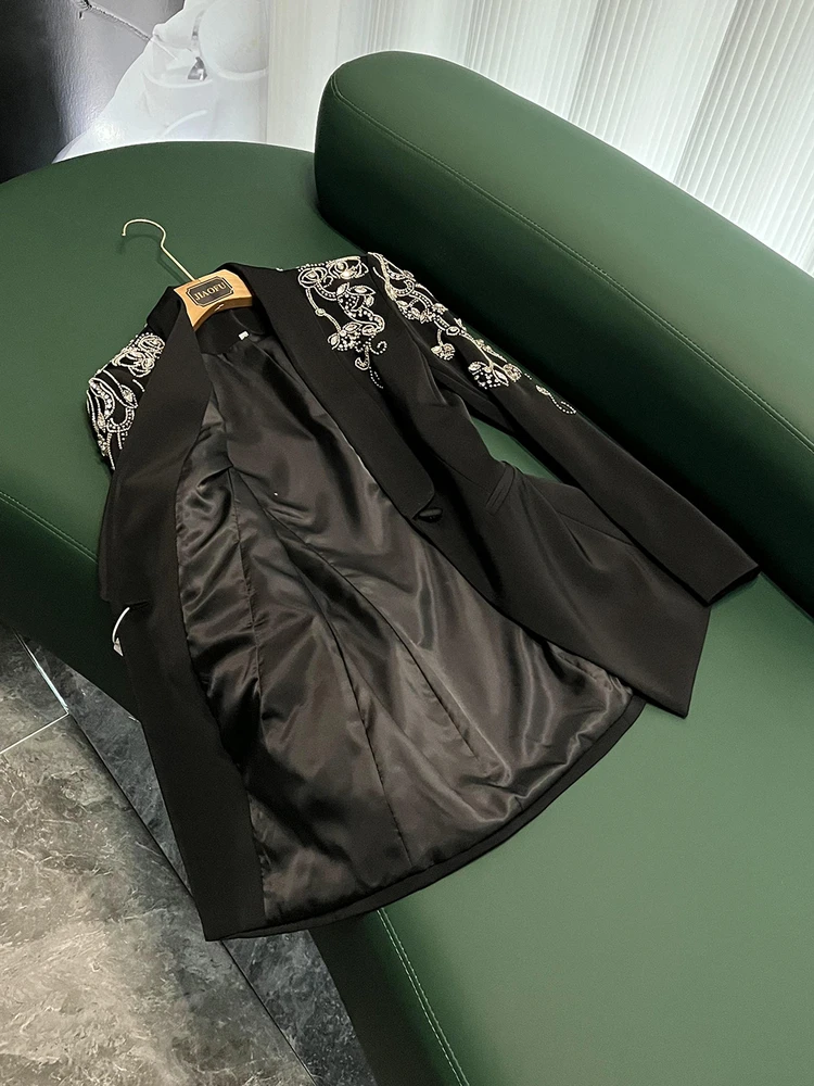 

New Faion Heavy Embellied Diamond Embroidered Suit Jaet с открытым разрезом Fi Tail Long Dr A05 Женский ансамбль премиум-класса