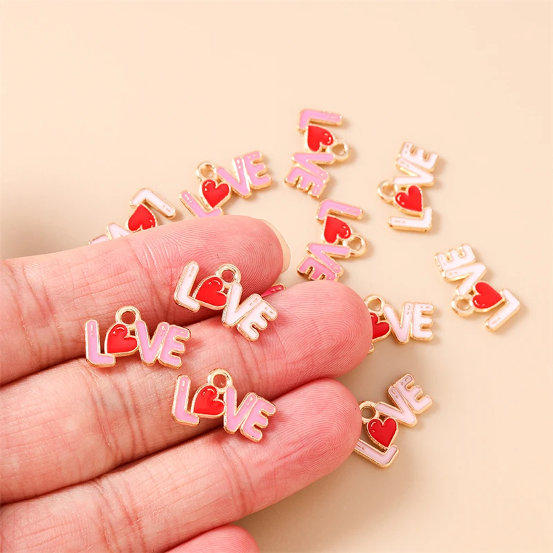 20 قطعة 16x10 مللي متر لطيف المينا رسالة حب Charms المعلقات لصنع انخفاض الأقراط القلائد أساور Craft بها بنفسك الحرفية مجوهرات اكسسوارات