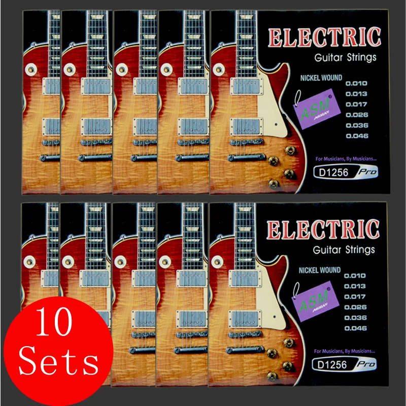 

10 комплектов струн для электрогитары, полный набор, нержавеющая сталь, никелевый сплав, шестиугольный сердечник, 1-6 шт., аксессуары для гитарных струн
