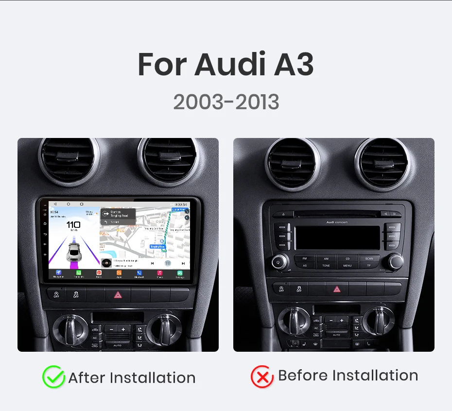 Junsun Qualcomm 8-Core 360 Kamera Drahtlose CarPlay Android Auto Auto Radio für Audi A3 8P 2003 2004 2005-2013 GPS – Detail 9