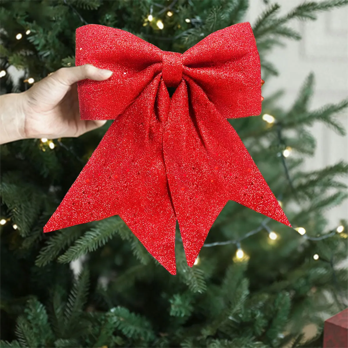 عيد الميلاد مطرزة القوس شجرة عيد الميلاد الحلي عطلة اللباس الدعائم زينة عيد الميلاد DIY الملحقات