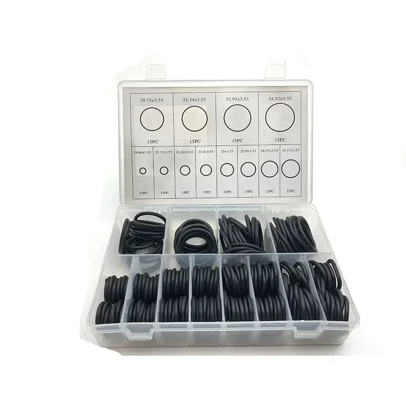 

180PCS Rubber O Ring Oil Resistance O-Ring Washer Gasket Seals Watertightness Assortment Different Size With Plastic Box Kit Set