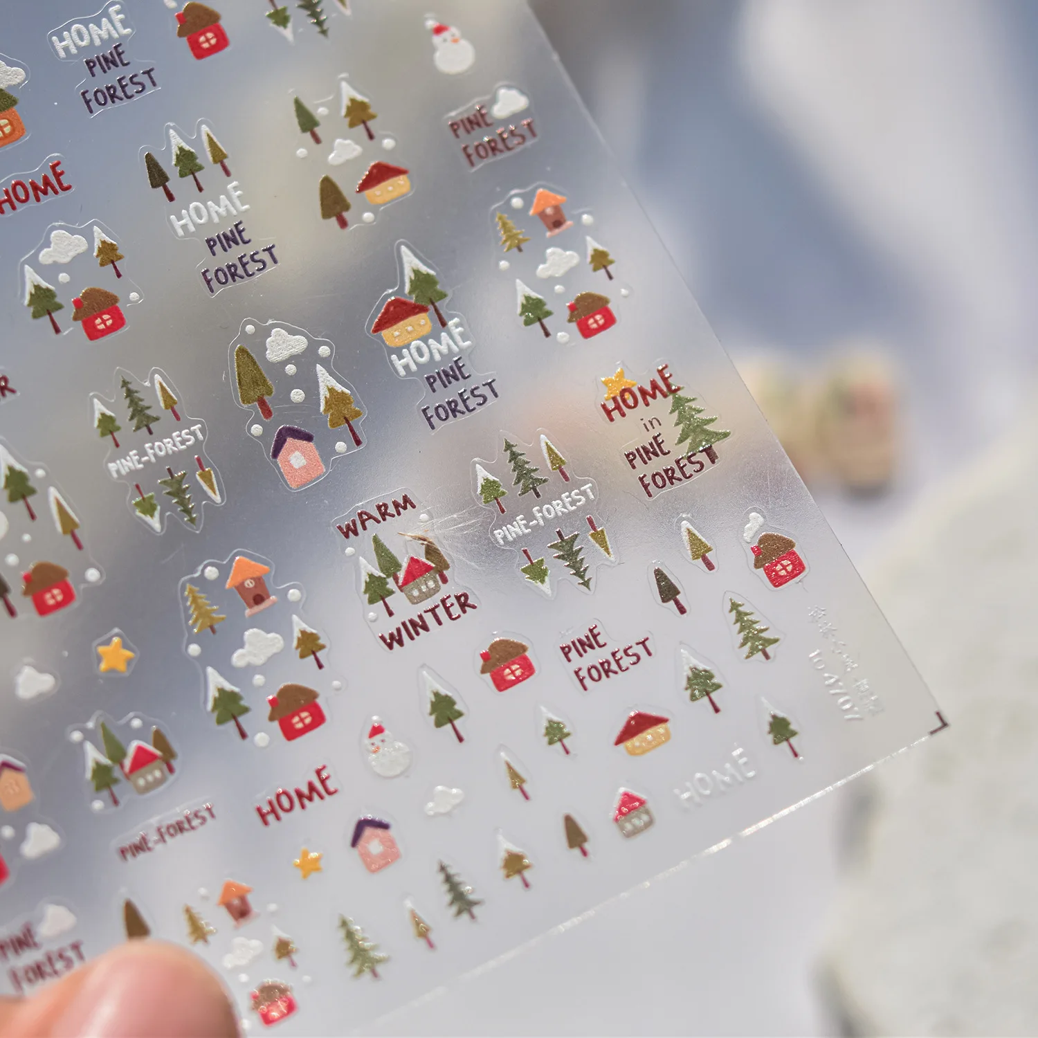 1Pcs Warm Winter Christmas Nail Sticker 5D Snowman Tree House Self Adhesive Nail Art Stickers DIY New Year 2025 Nail Art Parts