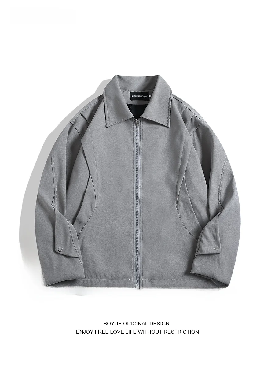 

Куртка-жакет BOYUE на молнии с оригинальным дизайном, однотонная, универсальная, для мужчин и женщин, повседневная верхняя одежда