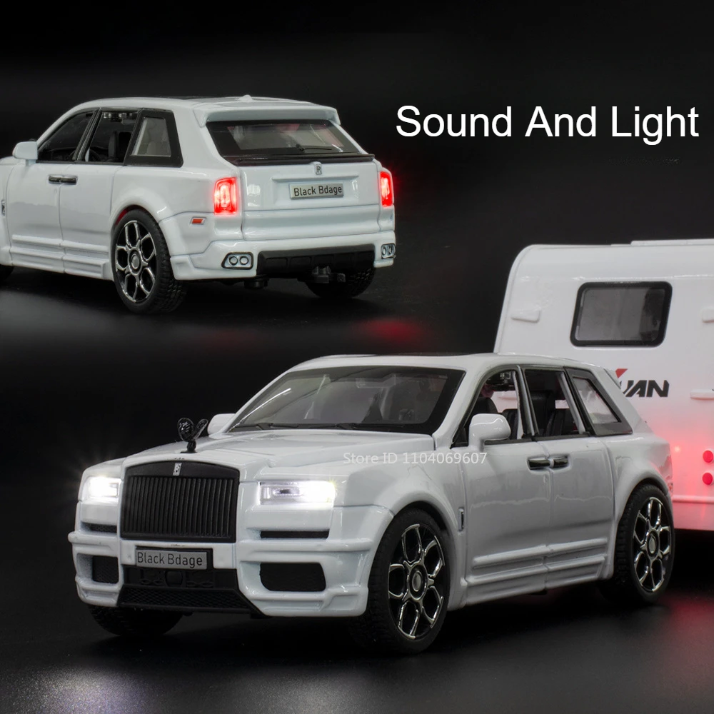 1:32 Scale Rolls Royce Cullinan RV Car Models Alloy Diecast Toys Pull Back 6 Doors Opened Camping Vehicle Toy for Kids Presents