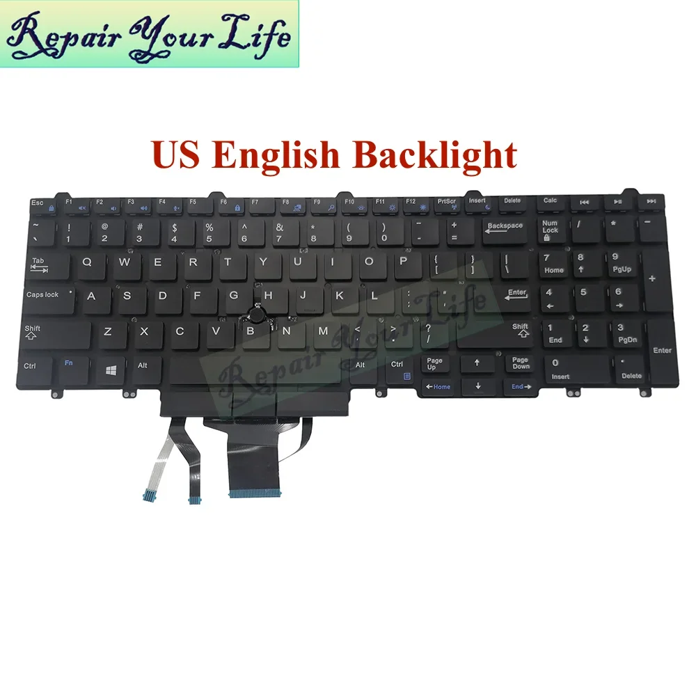 

US English Backlit Keyboard for Dell Latitude N7CXW E5550 E5570 E5580 5590 M7510 M7520 M5520 M7720 0N7CXW Backlight Pointer New