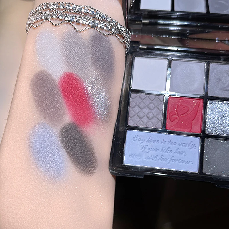 Paleta de sombra de ojos de cemento, gris y negro, maquillaje de ojos, brillo, pigmentos de contorno, brillo nacarado, maquillaje de sombra coreano de moda