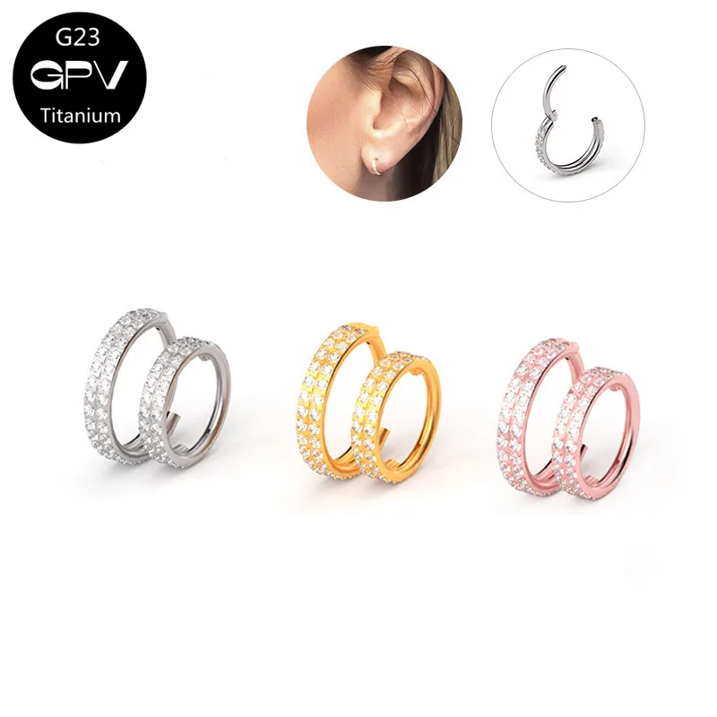 

Exquisite Titanium G23 Two-Row ZC Nose Ring 16G Punk Men's And Women's Septum Ring Piercing Jewelry Tragus Earrings
