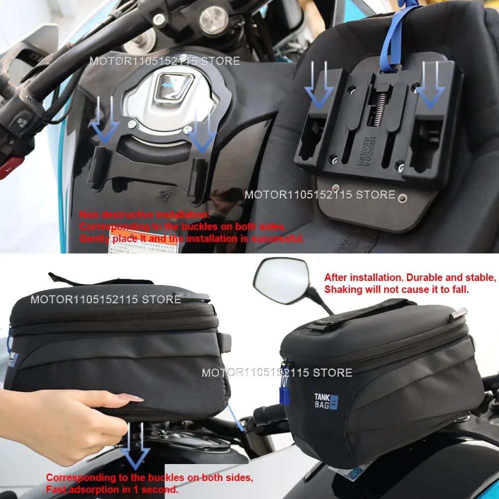 New For Suzuki V-Strom 650 1000 1050 /xT Buckle Magnetic Motorcycle Tank Bag Waterproof Tool Bag Universal Black view 6