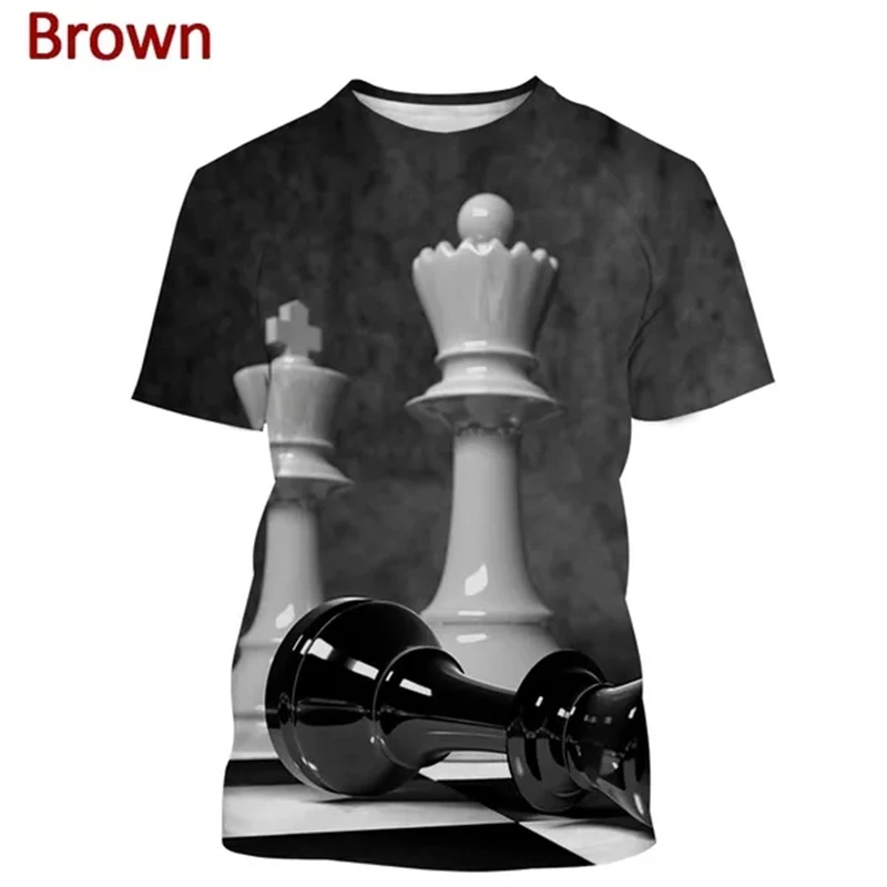 Newest Chess Game 3D Printing T Shirt Checkerboard Style Men\'s And Women\'s Casual Fashion Short-Sleeved Classic Versatile Tops