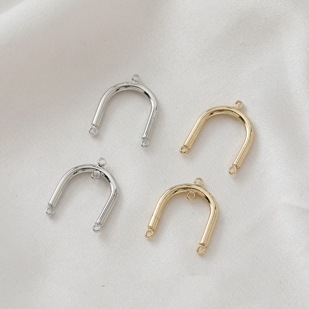 6PCS 14K Gold Plated Arch U-Shaped Pendant Jewelry DIY Making Supplies Brass Material Accessories