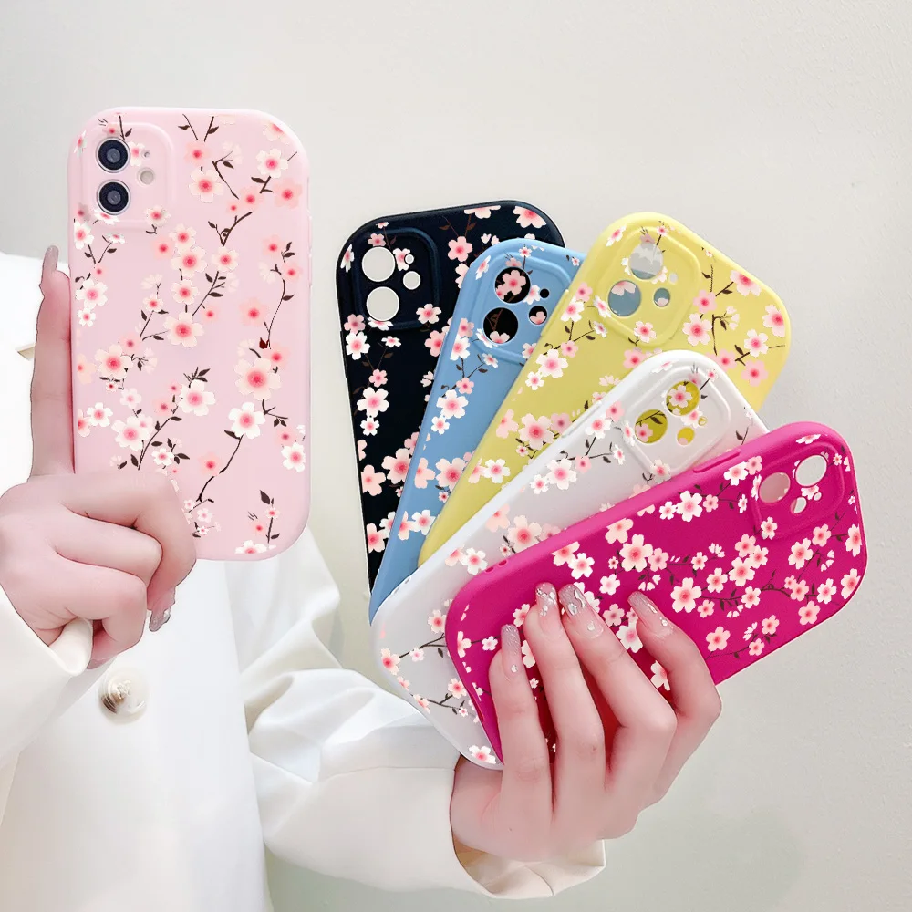 Flower Spike Candy Color Case For iPhone 11 13 12 14 Pro XS Max 7 8 Plus X XR SE 2020 Funda iPhone 15 Case Shockproof Soft Cover