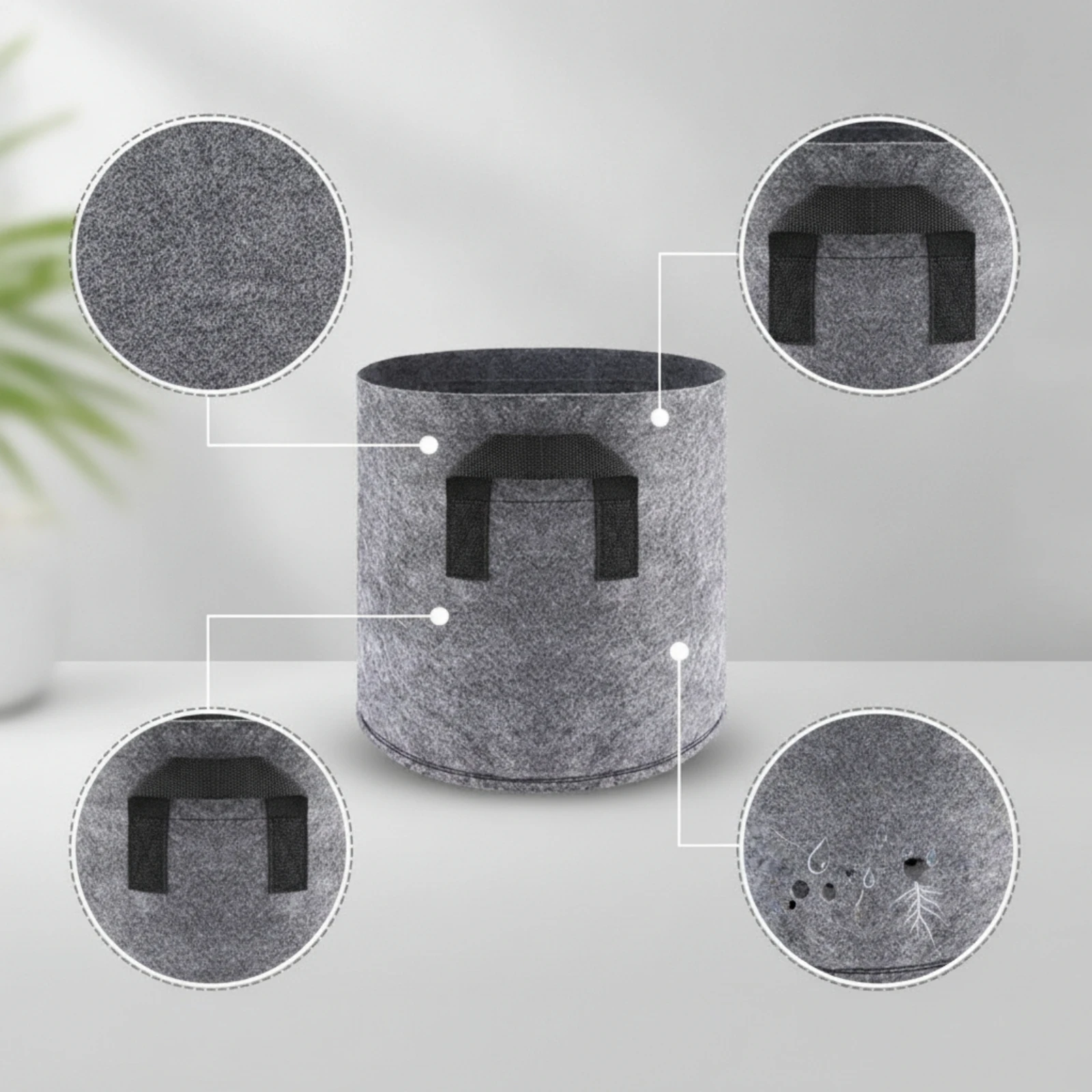 Textile Grow Bag Heavy Duty Nonwoven Grow Bag Textile Pot with Handles Reusable Planter Wear-Resistant for Gardeners, Garden