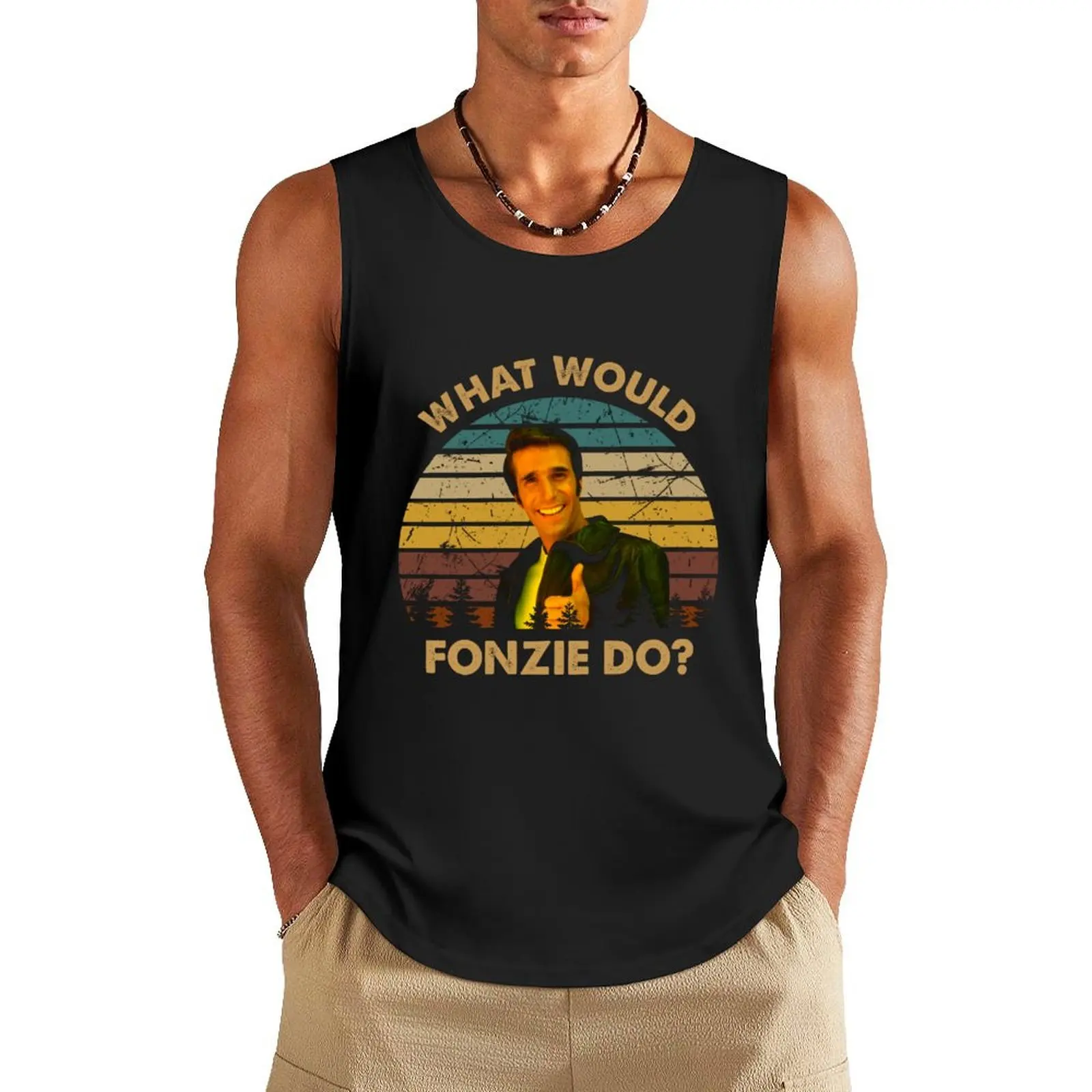 

What would Fonzie character Tank Top gym clothing men clothings