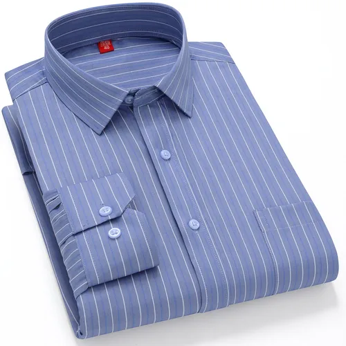 Plus 7XL 6XL 5XL camisas de negocios para hombres otoño manga larga casual suave antiarrugas raya a cuadros estampado moda hombre ropa