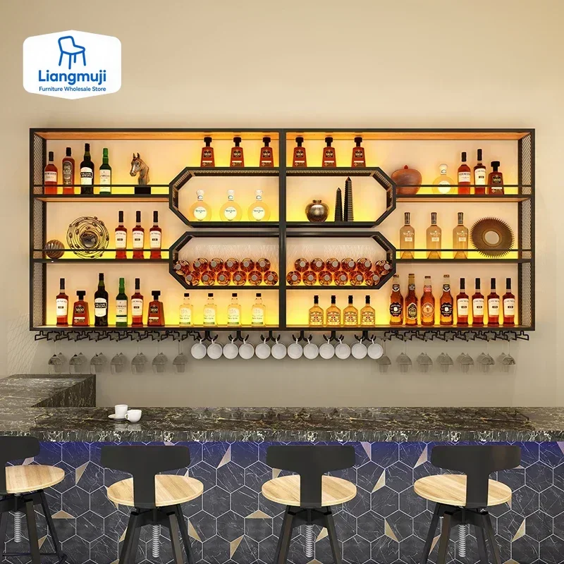 

Drinks Bar Cabinet Portable Shelves Luxury Whiskey Iron Wine Rack Outdoor Home Open Cabinets Display Vitrinas Full Bar Furniture
