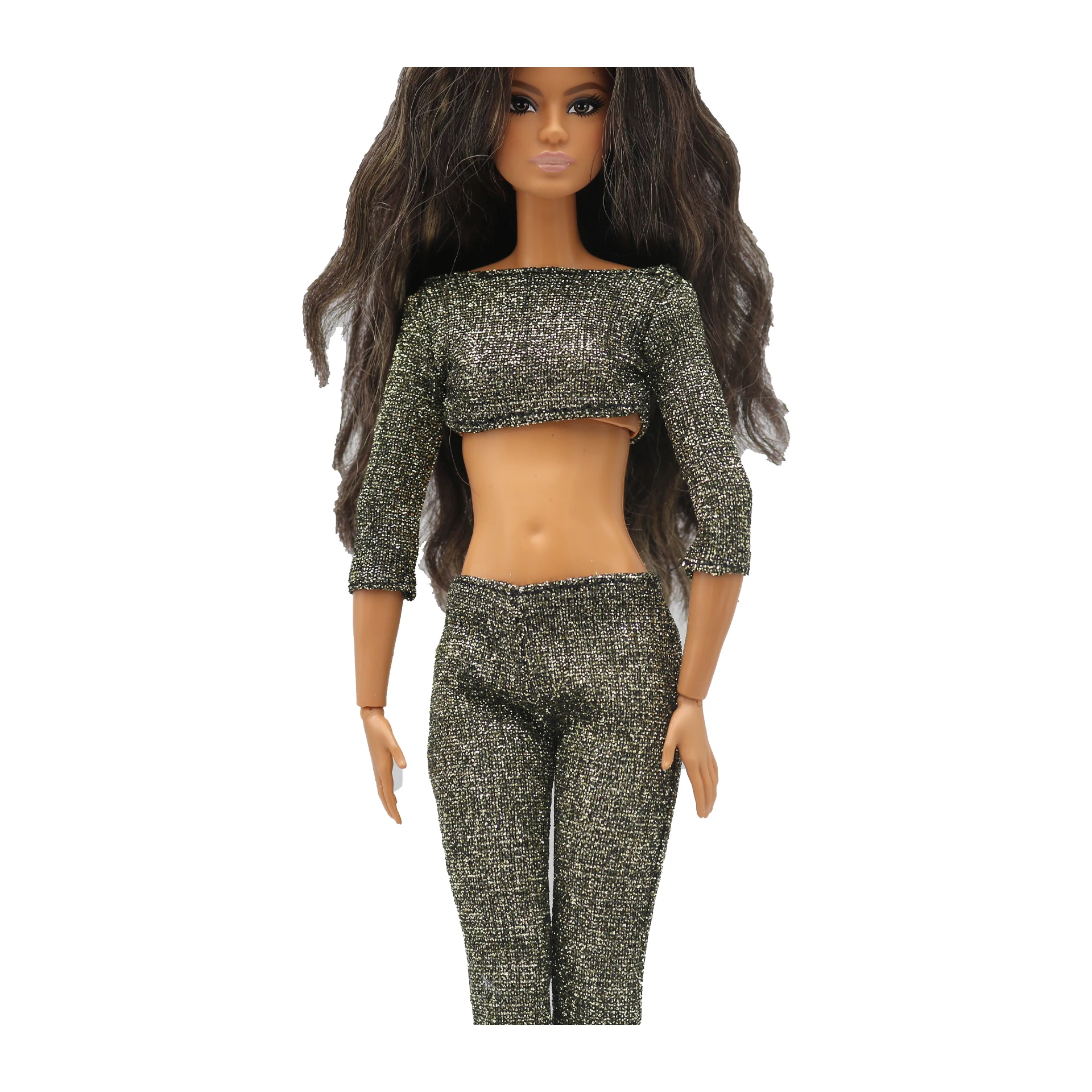 New 30cm 1/6 Bling bling short T-shirt trousers Daily Wear Doll Accessories Clothes for Barbies doll