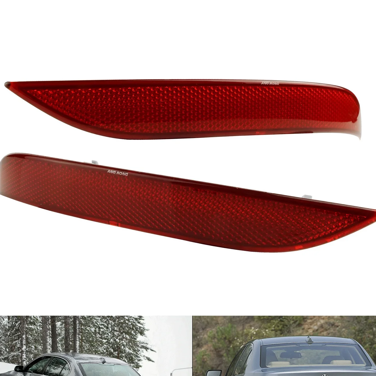 Pair For BMW E60 E61 2003-2007 Red Lens Rear Bumper Reflector L & R Without Light