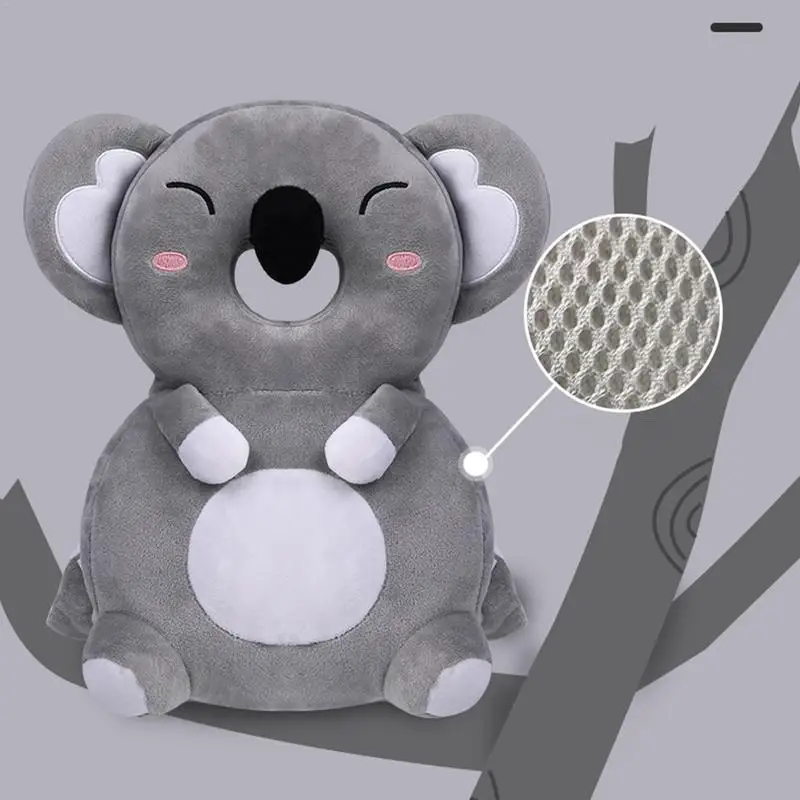 Oreiller anti-chute Koala Cartoon pour bébé, protecteur de tête, poitrine réglable et sangles initiées, coussin de repos léger pour sauna