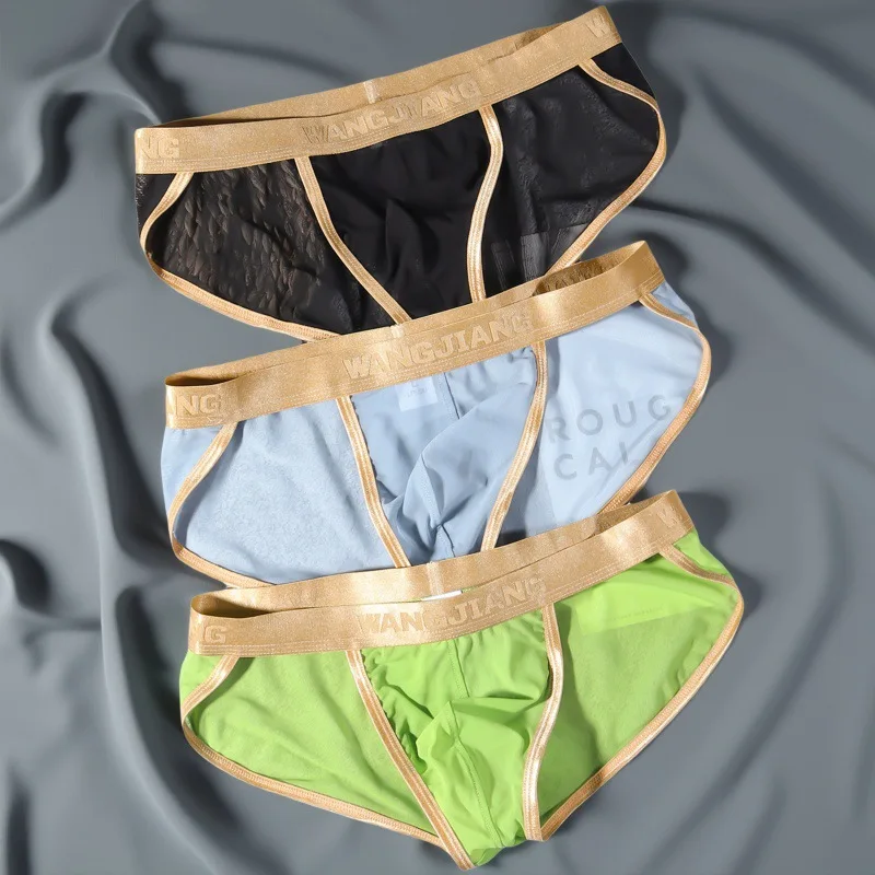 

Ice Silk Men Underwear Summer Thin Quick Dry Underpants Male Mesh Breathable Briefs Transparent U Bulge Pouch Sexy Panties Homme