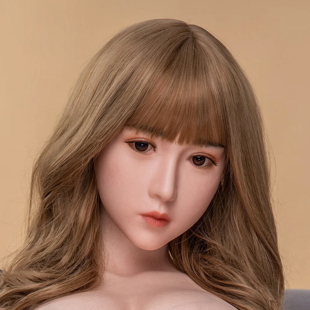 

Sex Doll Head High Quality Full Silicone Implanted Hairs Lifelike Asian Face Adult Sexy Love Toys Heads For Men Masturbator