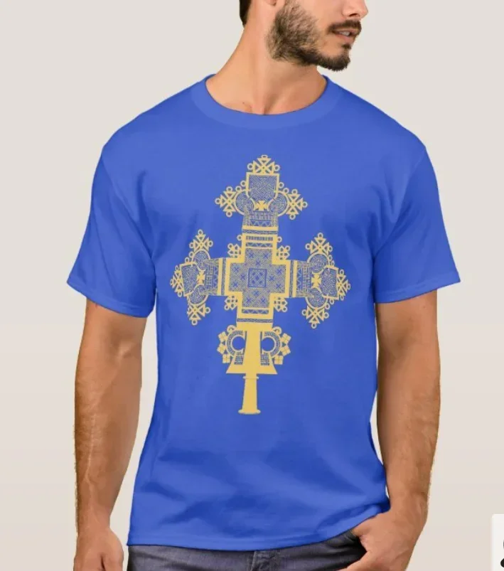 Traditional Ethiopian Orthodox Cross Printed T-Shirt 100% Cotton O-Neck Summer Short Sleeve Casual Mens T-shirt Size S-3XL