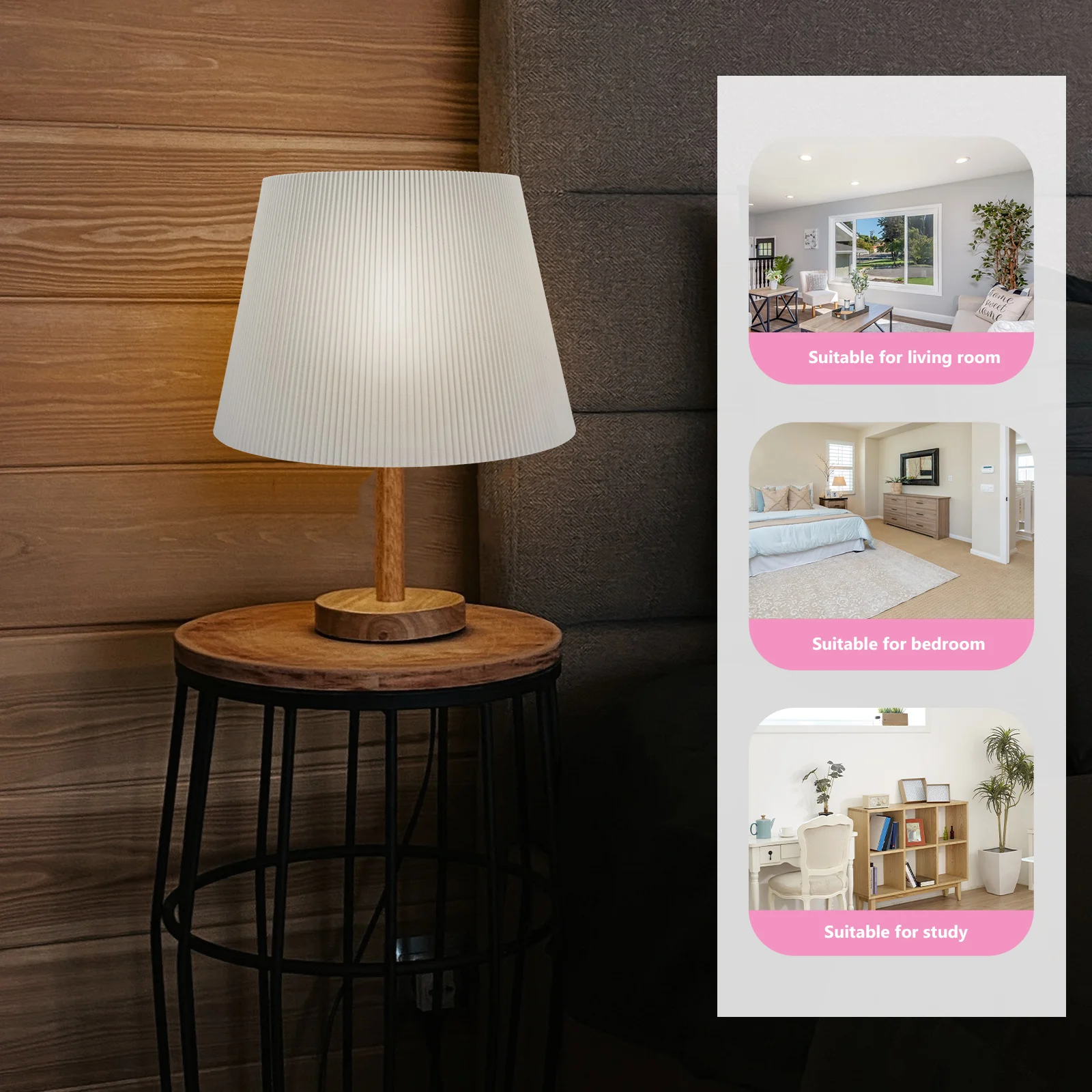 

Decorative Fabric Lampshade White Table Floor Bedside Lamps Cloth Shade Cover Replacement Hardware 12 Inch