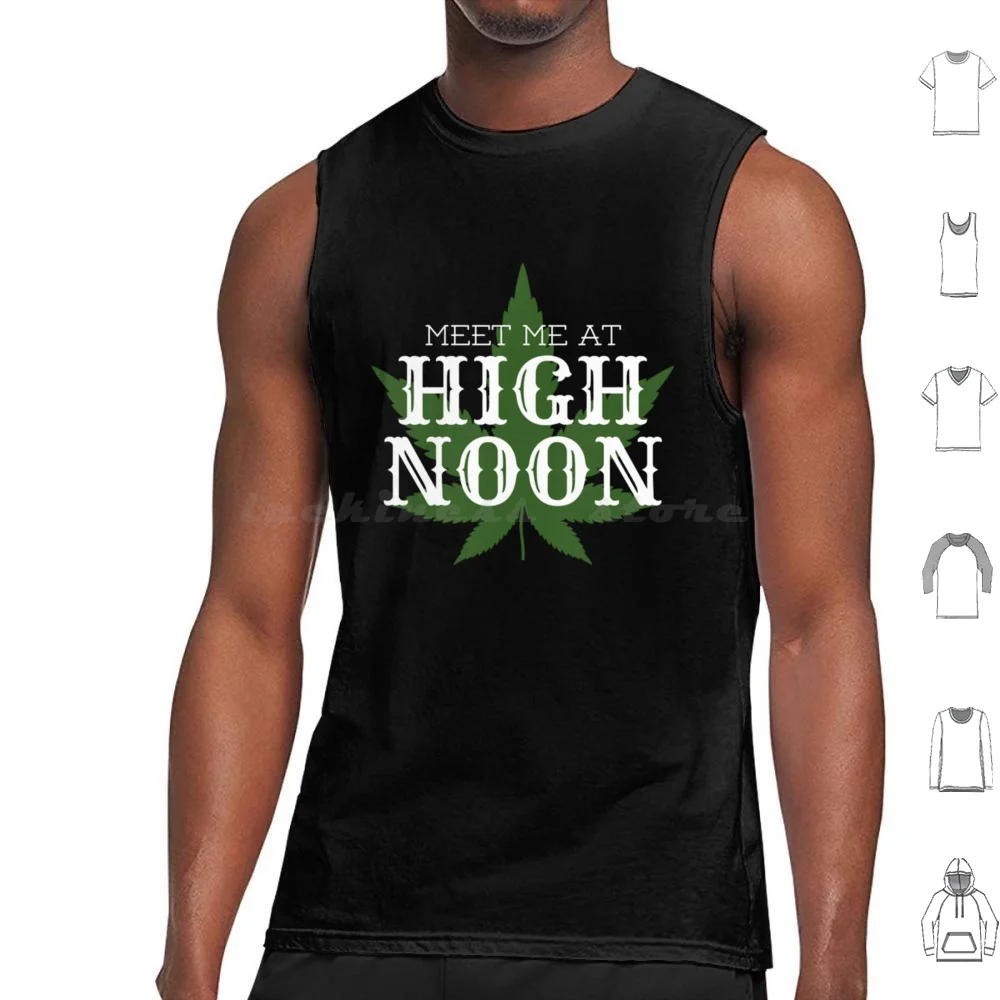High Noon Pot Leaf Crest Tank Tops Print Cotton High Noon Cowboy Noon High Western Mccree Vodka Drinking Truly Party