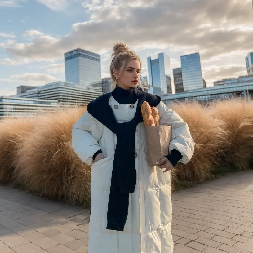 

2025 Winter Women's New Jacket Female Medium Long Women's Loose Cotton Coats Thick Fashionable Cotton Jacket Women's Winter Coat