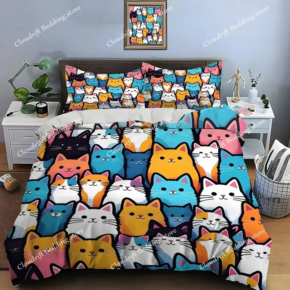 

Cute Cartoon Cats Print Bedding Set Adult and Children Bedding Set Luxury Comforter Set Home Textileextile026