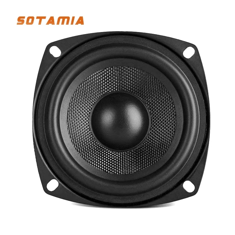 SOTAMIA 1 Stücke 4 Zoll Mitteltöner Woofer Lautsprecher 4 Ohm 50 Watt HIFI Lautsprecher Audio Langhub Geflochtenes Becken Wasserdichtes Horn für JAMO