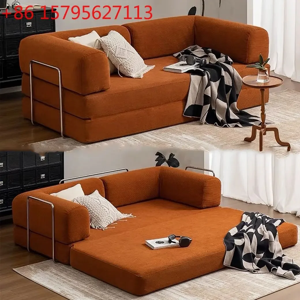 Fabric compression sofa bed foldable removable and washable double triple-purpose modular sofa