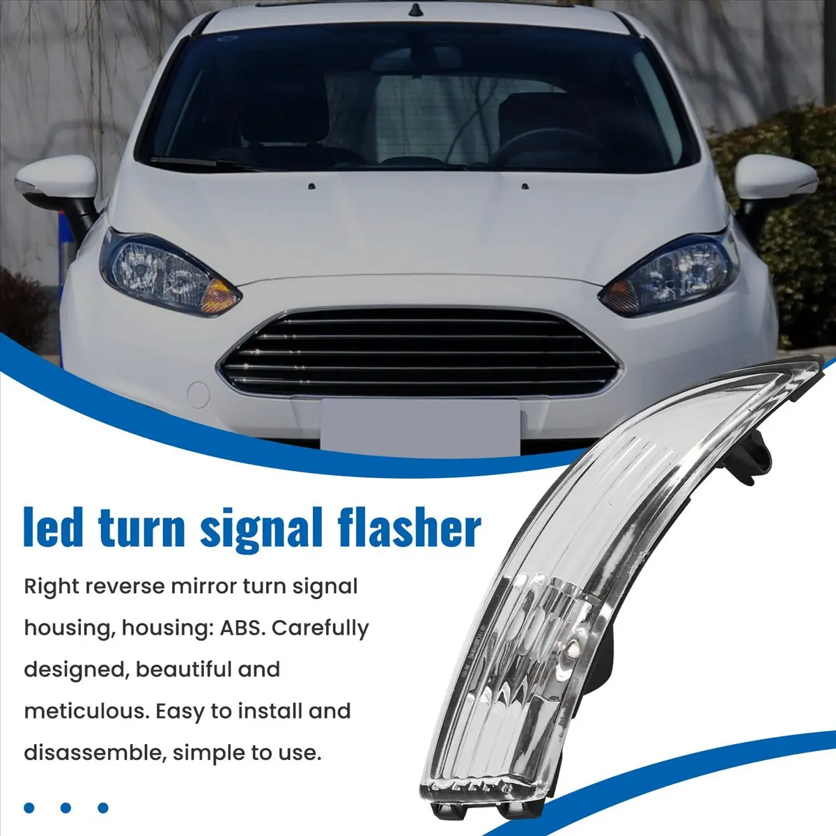 NCSMT Right Car Mirror Turn Signal Lights Door Wing Mirror Indicator Cover Light Repeater Housing for Ford Fiesta Mk8 2008-