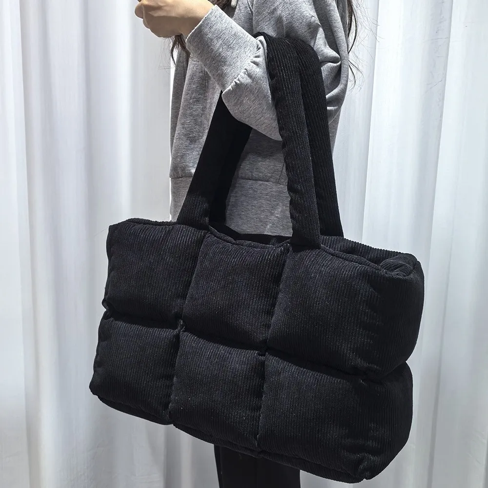 

Cotton Padded Tote Women Bags NEW Corduroy Quilted Shoulder Bag Down Space Designer Bags for Women Handbags Puffy Soft Shopper